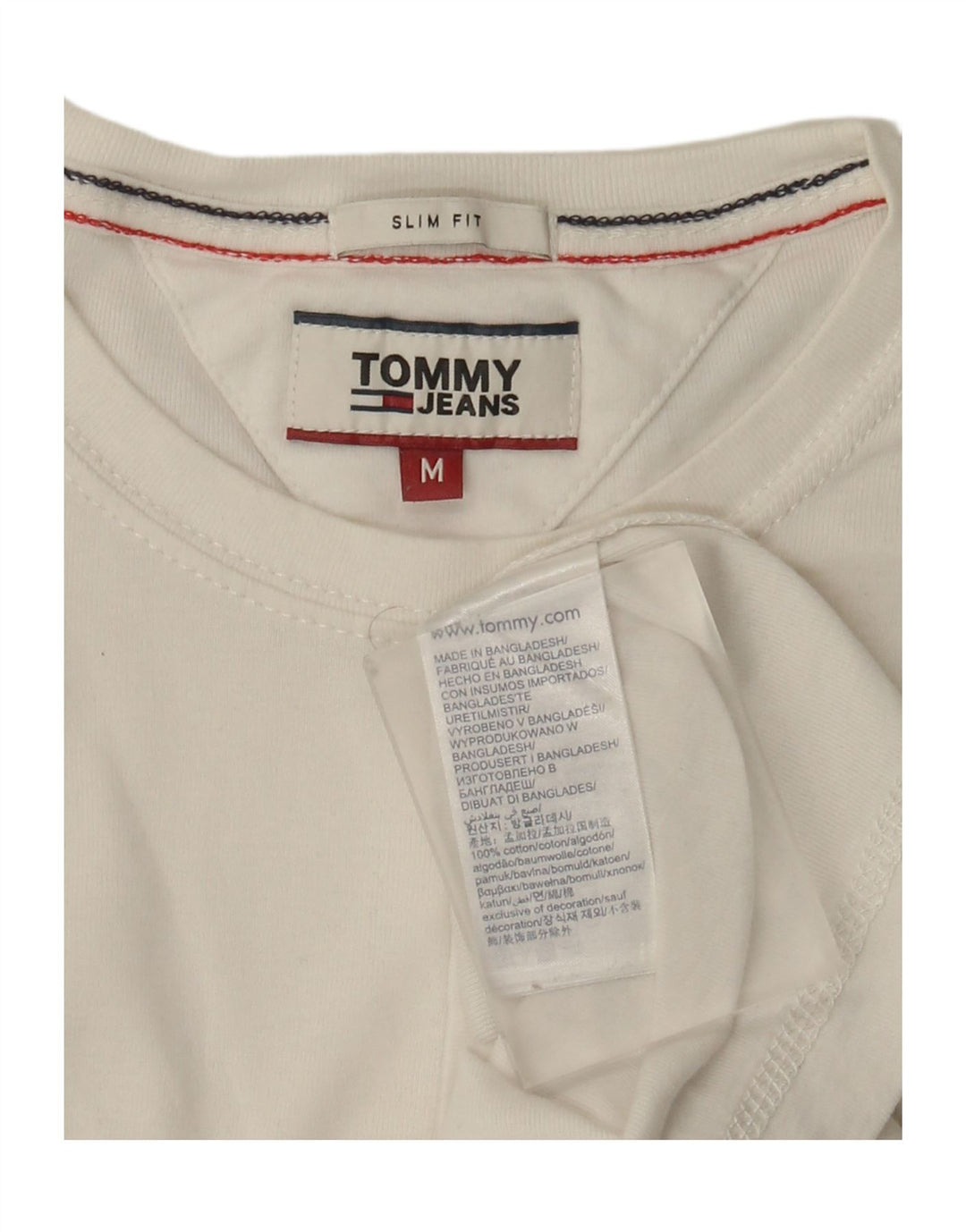 Męski top o dopasowanym kroju Tommy Hilfiger z długim rękawem, średniej wielkości, z białej bawełny