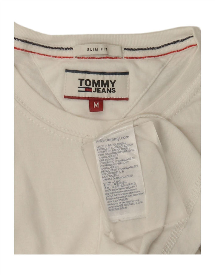 Męski top o dopasowanym kroju Tommy Hilfiger z długim rękawem, średniej wielkości, z białej bawełny