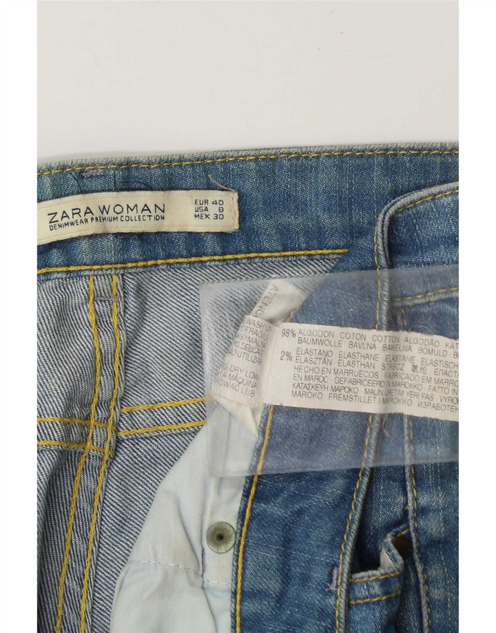 Damskie jeansy Zara w trudnej sytuacji, proste EU 40, średnie, W30, L29, niebieska bawełna