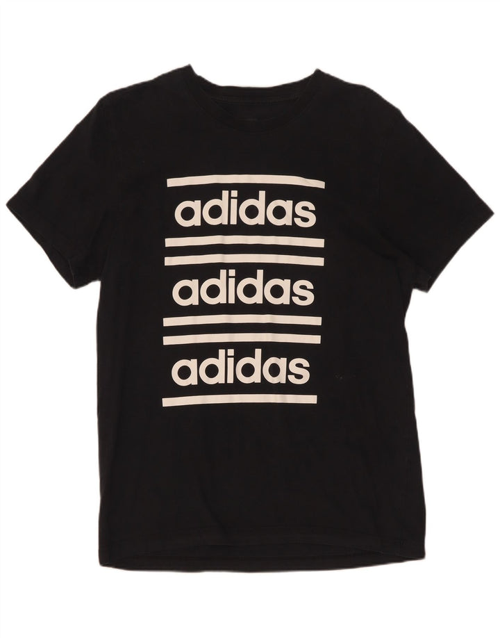 Męska koszulka z grafiką Adidas, średnia, czarna bawełna