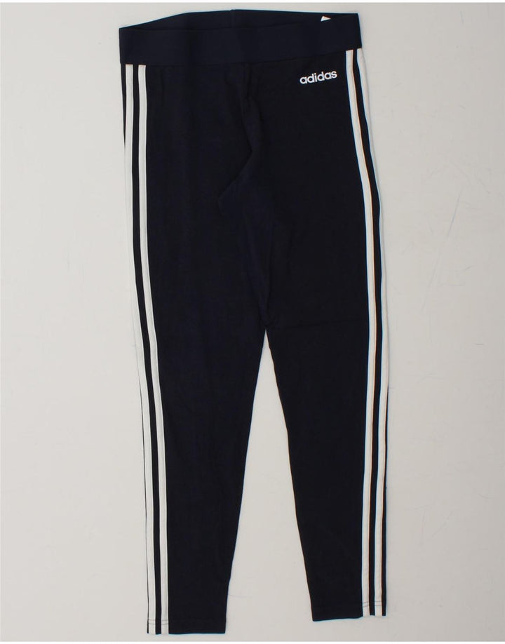 ADIDAS Womens Leggings UK 12/14 Medium  Navy Blue Cotton Vintage Adidas and Second-Hand Adidas from Messina Hembry 