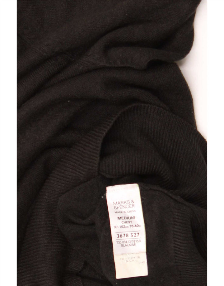 Męski sweter Marks & Spencer Blue Harbor z dekoltem w kształcie litery V, średni czarny