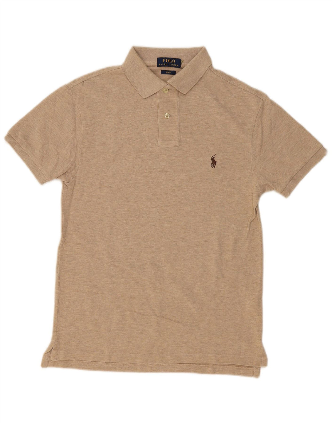 POLO RALPH LAUREN Męska koszulka polo slim fit, mała, beżowa, bawełniana w plamki