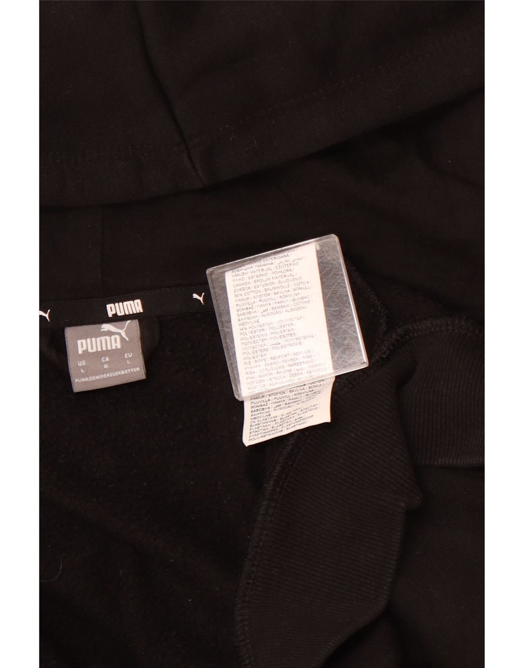 Damski sweter z kapturem i zamkiem błyskawicznym PUMA UK 16, duży, czarny, bawełniany