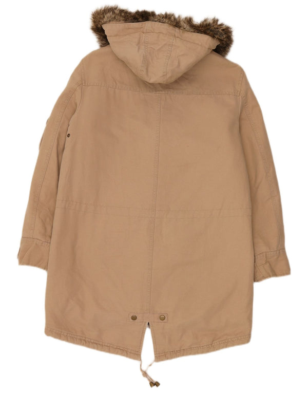 Marks & Spencer Damska kurtka typu parka z kapturem, oversize, UK 10, mała, beżowa