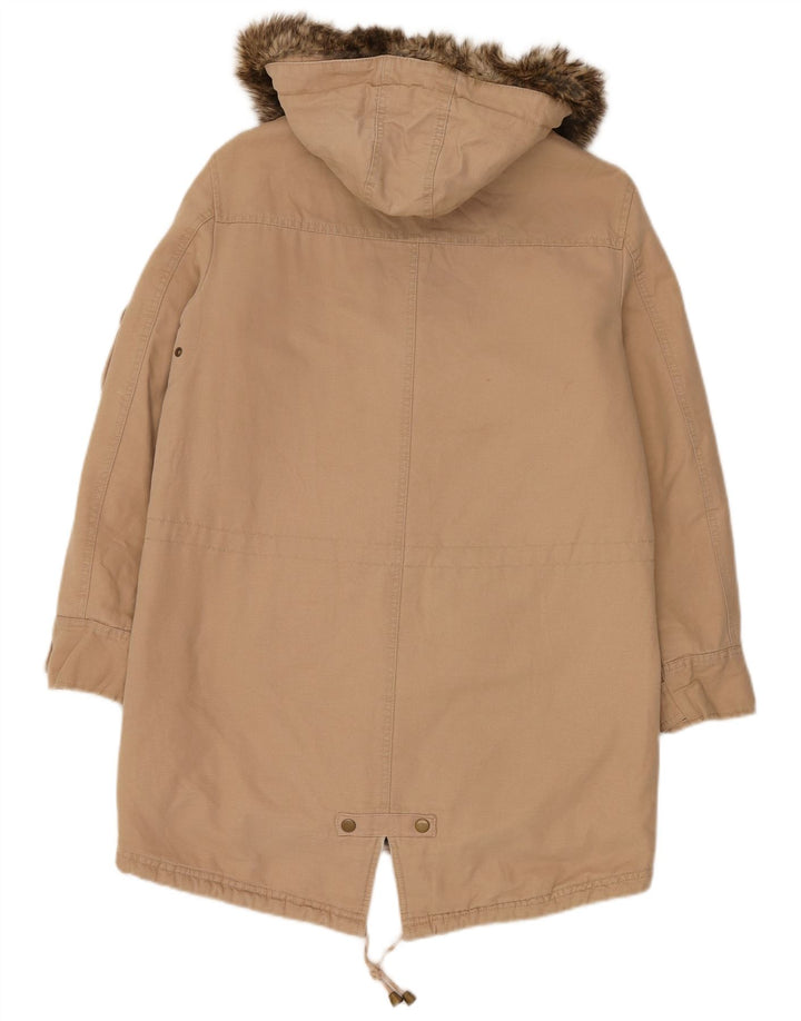 Marks & Spencer Damska kurtka typu parka z kapturem, oversize, UK 10, mała, beżowa