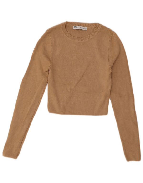 Damski sweter Zara Crop Boat Neck Sweter UK 8 Small Beżowa Wiskoza