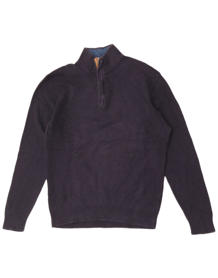 Męski sweter zapinany na zamek Massimo Dutti, duży, granatowy, bawełniany