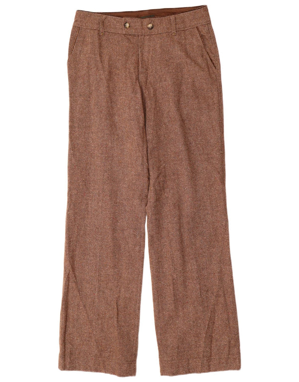 EDDIE BAUER Womens Tall Chino Trousers US 8 Medium W32 L35 Brown Flecked