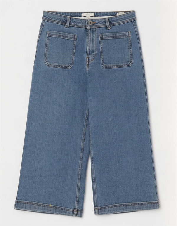 Marks & Spencer Damskie dżinsy Capri Wide Leg UK 12 Medium W30 L21 Niebieskie