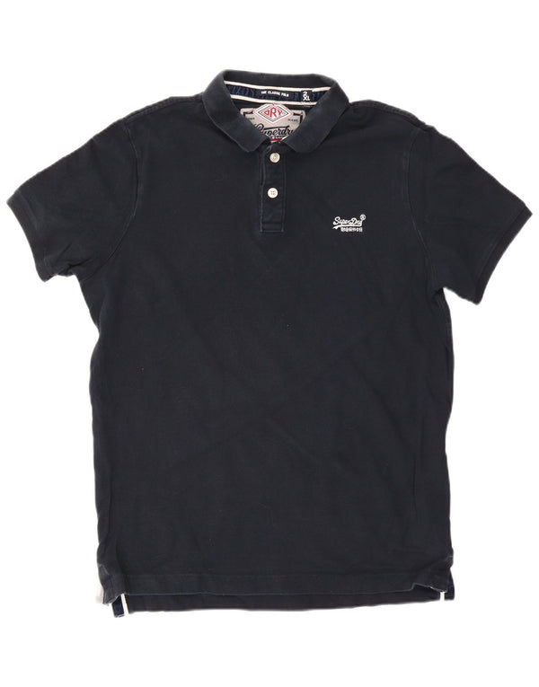 Superdry Mens Polo Shirt 2XL Navy Blue Cotton