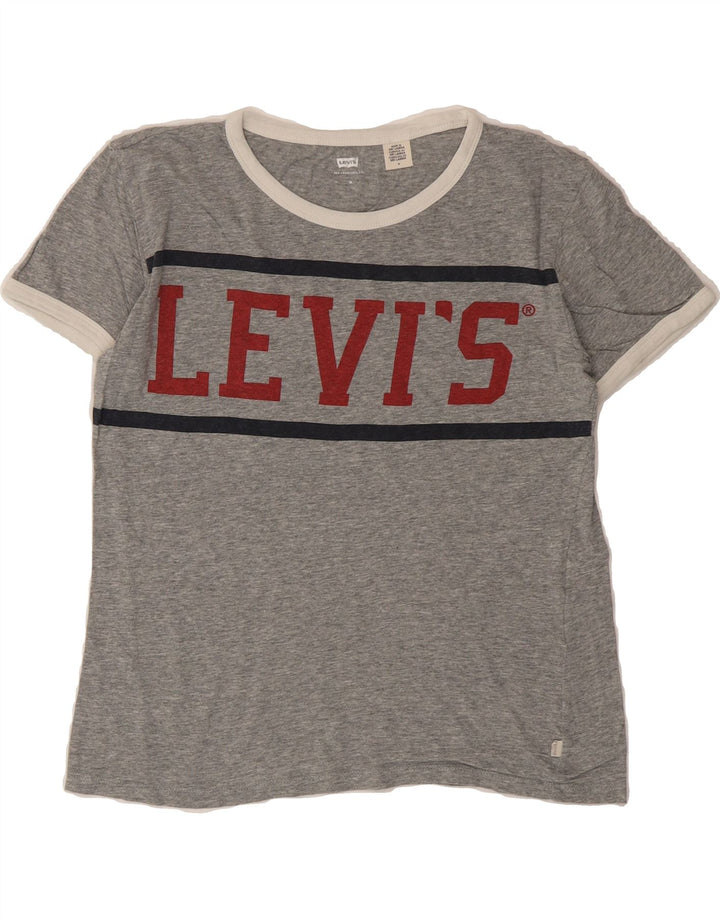 LEVI'S Womens Graphic T-Shirt Top UK 12 Medium Grey Vintage Levi's and Second-Hand Levi's from Messina Hembry 