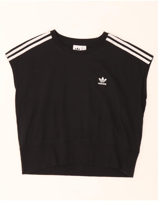 Damska bluza z krótkim rękawem Adidas, UK 14, duża, czarna bawełna