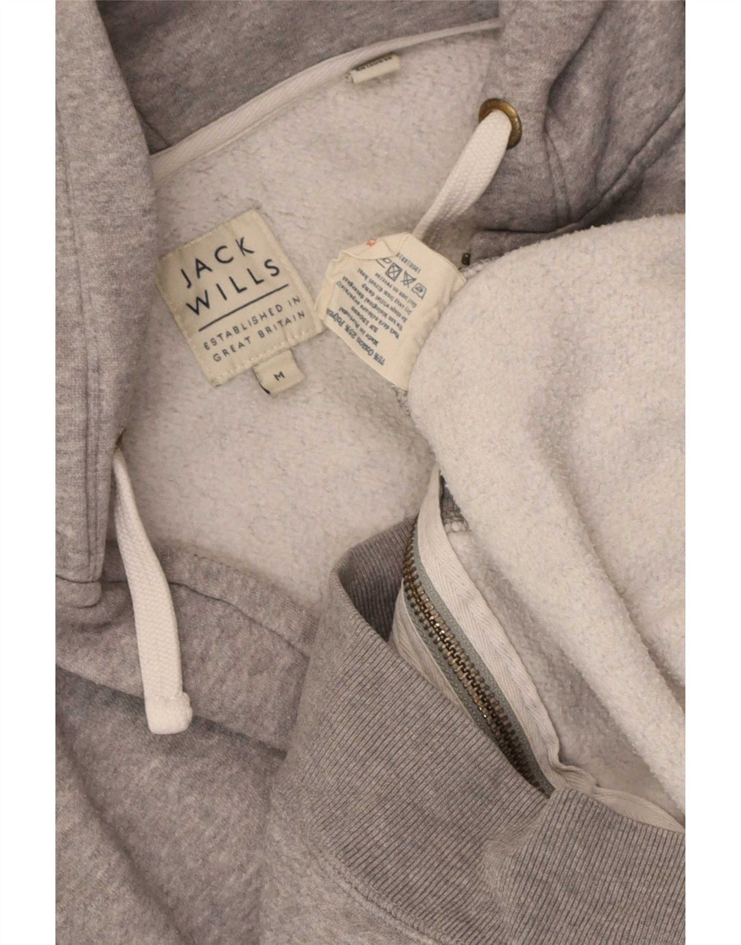 Męski sweter z kapturem i zamkiem Jack Wills, średnioszary, bawełniany w cętki