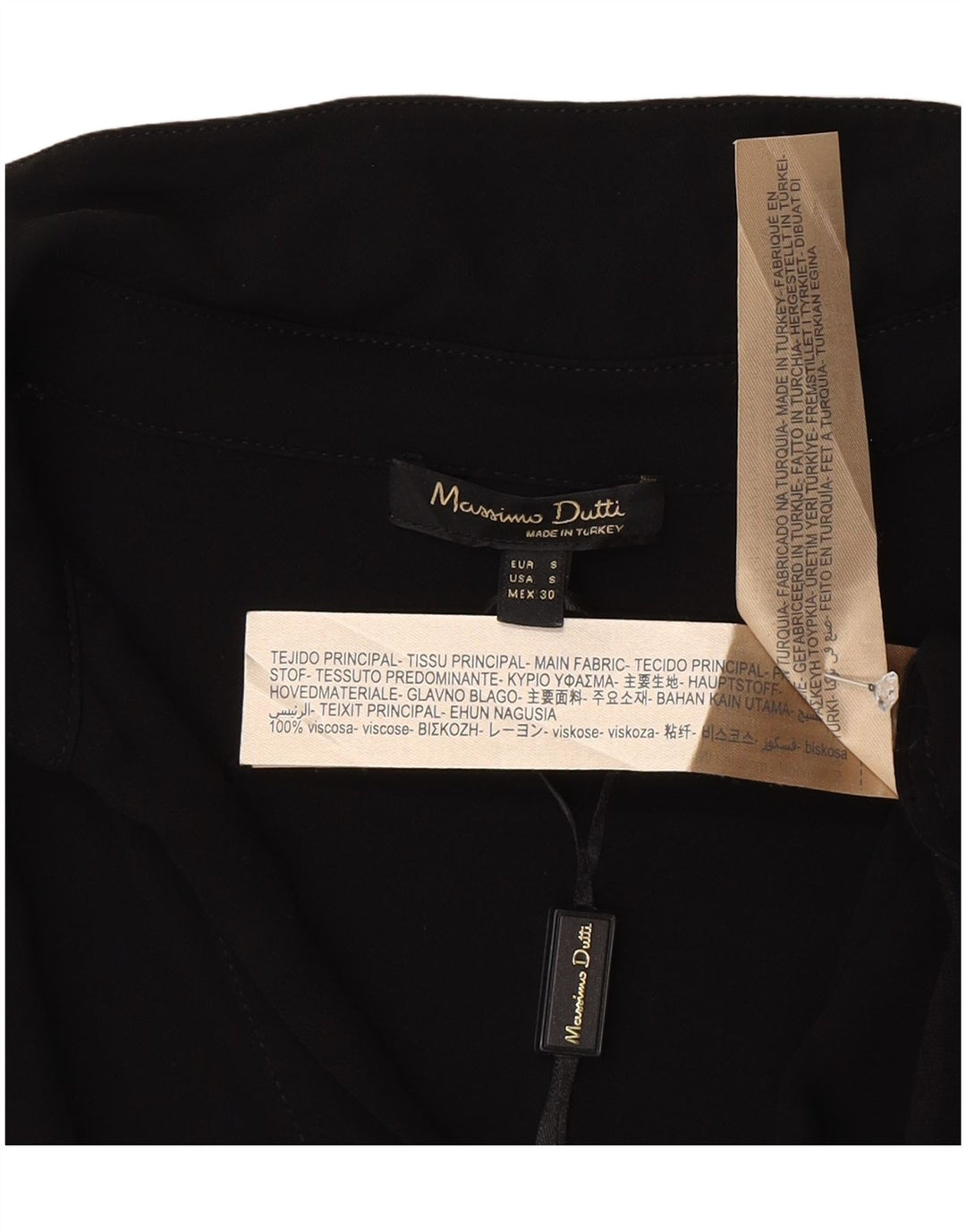 Damska bluzka z długim rękawem Massimo Dutti Top UK 10 Small, czarna wiskoza