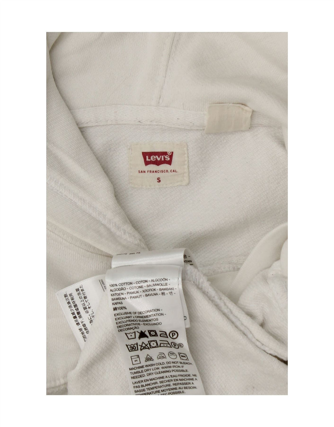 Męski sweter z kapturem i grafiką Levi's, mały, biały, bawełniany