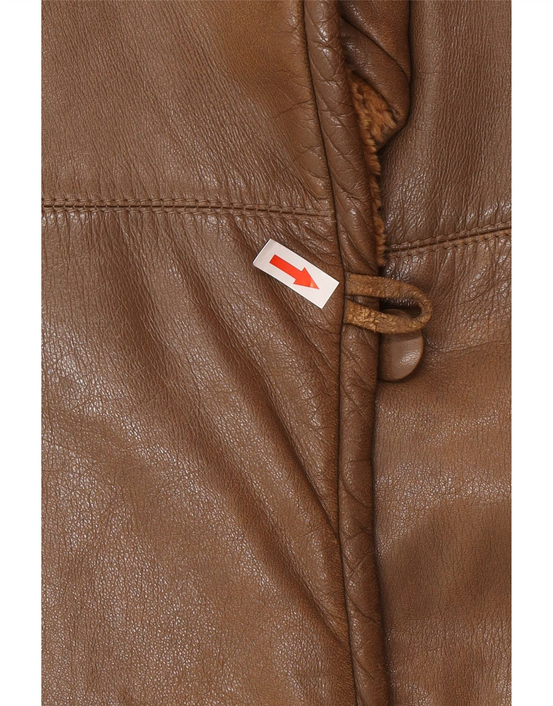 Vintage damski płaszcz skórzany UK 14 ze średniej brązowej skóry