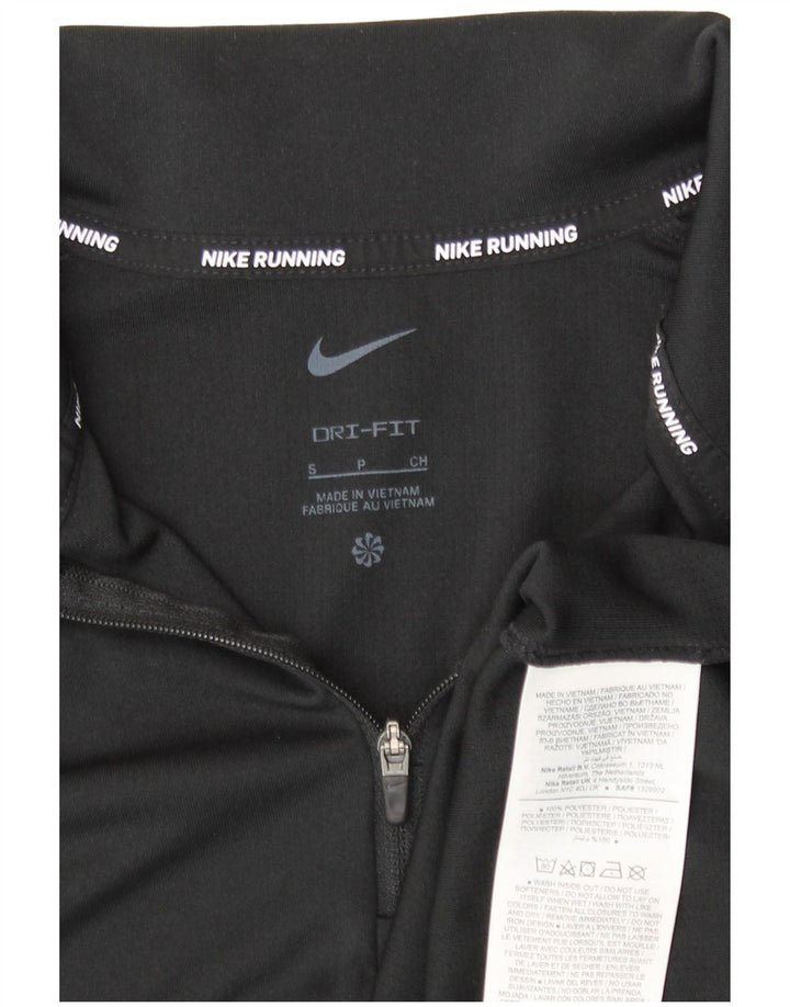 Męska koszulka do biegania Nike z zamkiem błyskawicznym i długim rękawem, mała, czarna, poliestrowa, sportowa