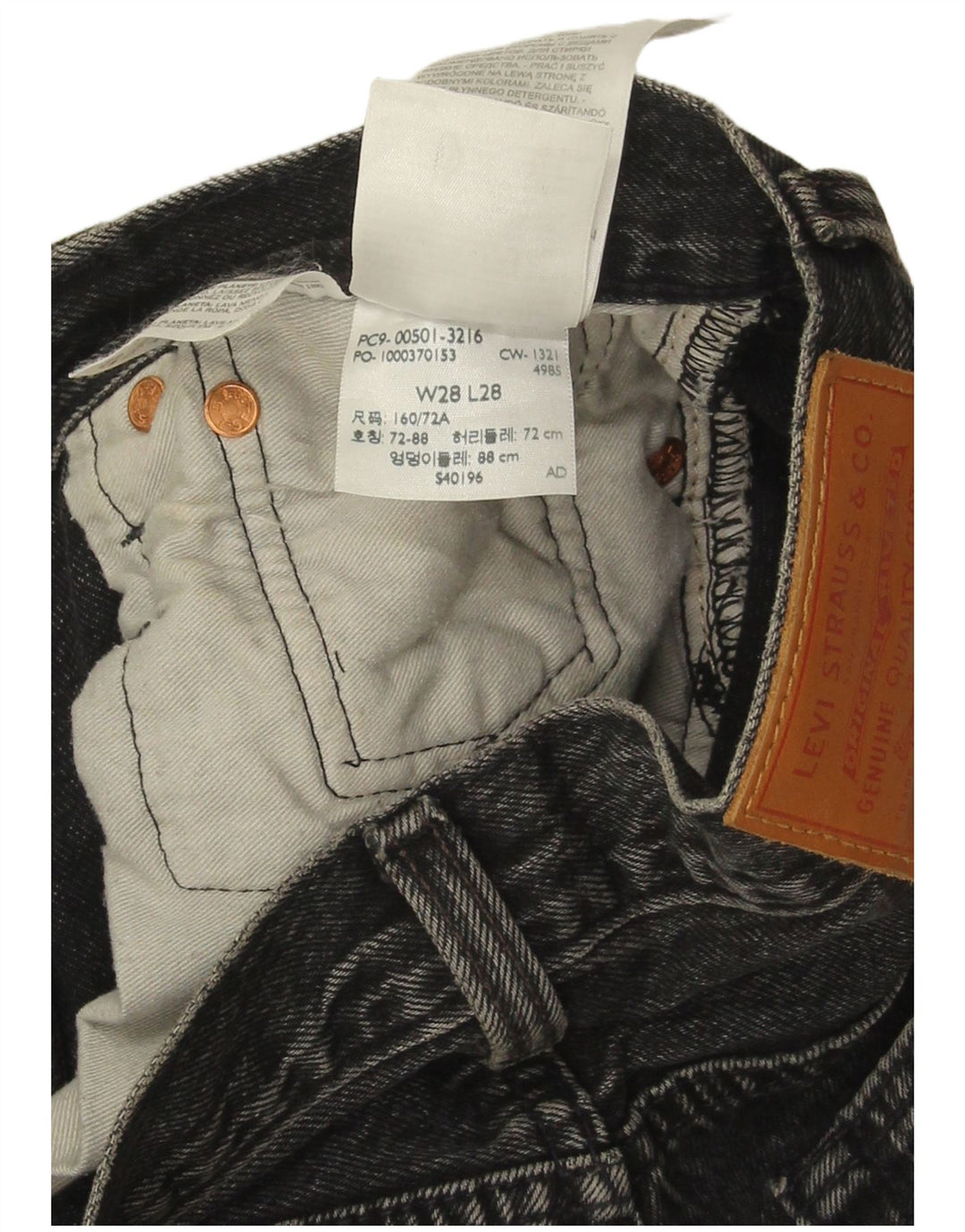 Męskie jeansy Levi's 501 Straight W28 L28 Szara bawełna