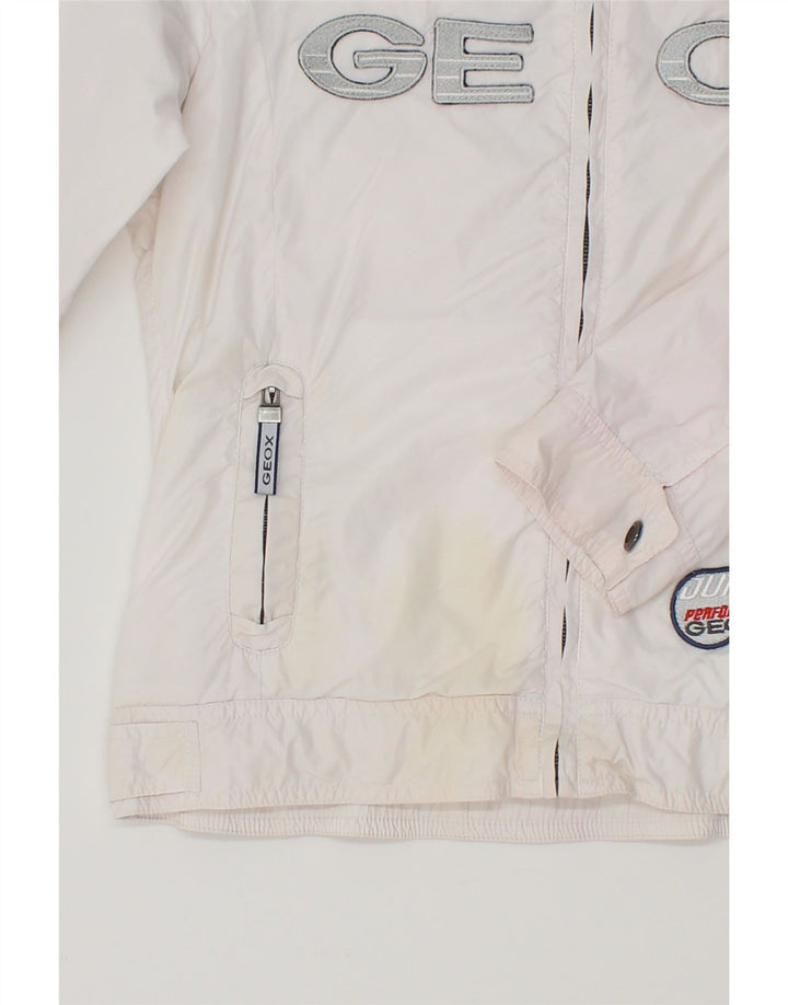 GEOX Boys Respira Graphic Racer Jacket 9-10 Years White Polyester Vintage Geox and Second-Hand Geox from Messina Hembry 