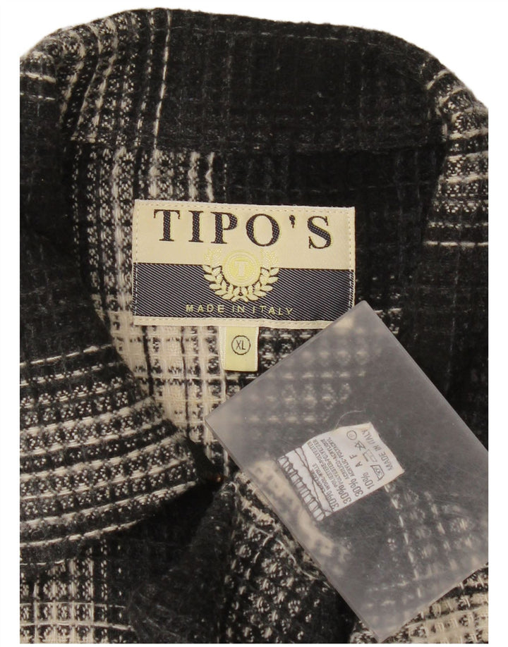 Męska koszula wierzchnia Tipo' S, flanelowa XL, wełniana w czarną kratkę