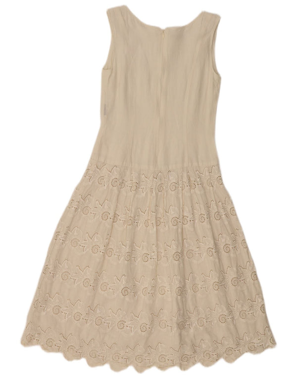 MARIELLA BURANI Damska sukienka o linii A bez rękawów UK 10 Mała złamana biała pościel