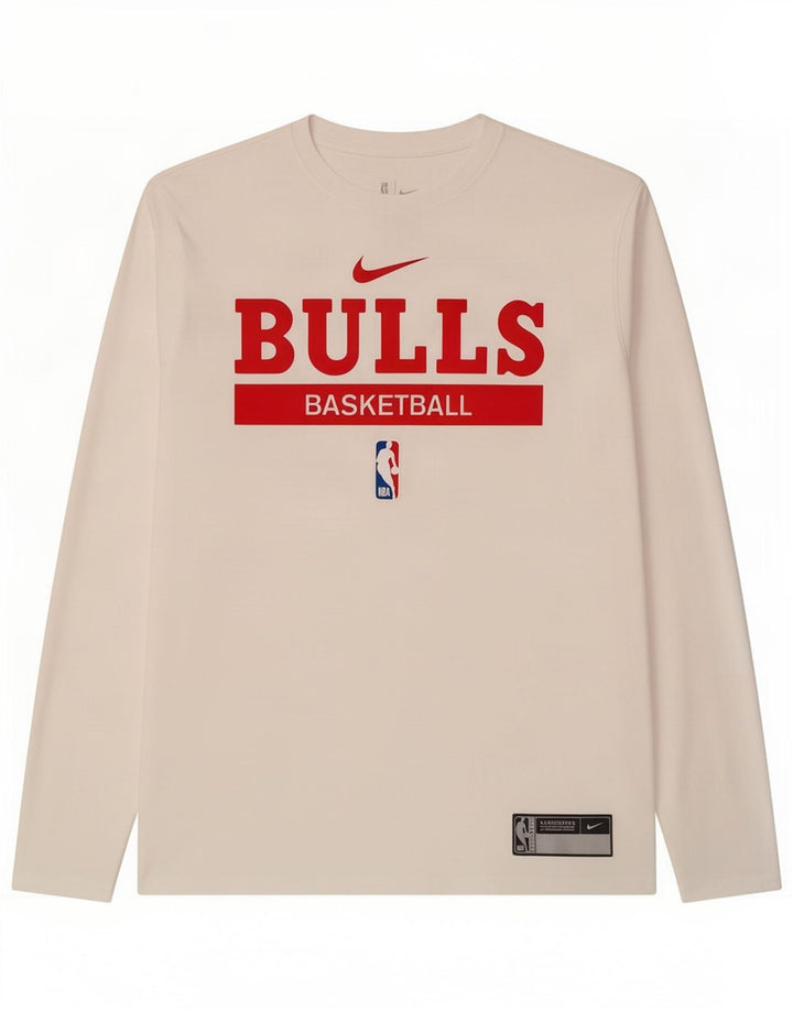Męska koszulka Nike Chicago Bulls z grafiką, długim rękawem, dużym białym poliestrem