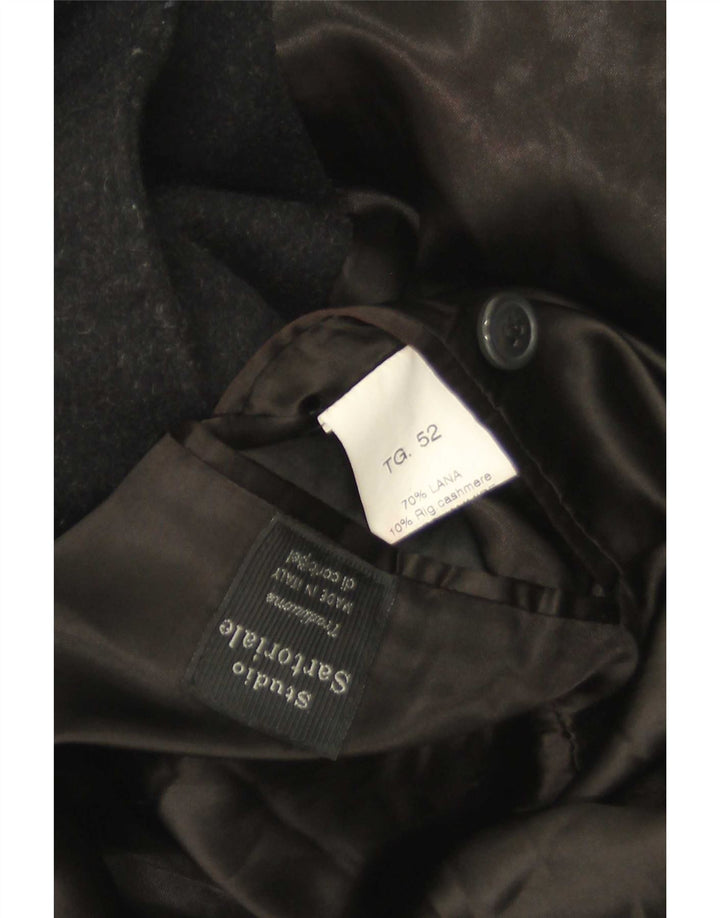 Płaszcz męski w stylu vintage IT 52 XL, czarna wełna