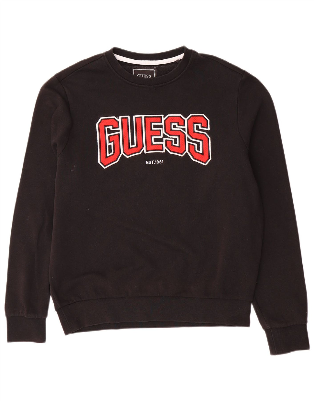Męski sweter Guess z grafiką UK 34, mały, czarny, bawełniany