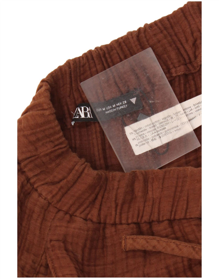 Spodnie damskie Zara Slim Casual, średnie W28 L28, brązowa bawełna