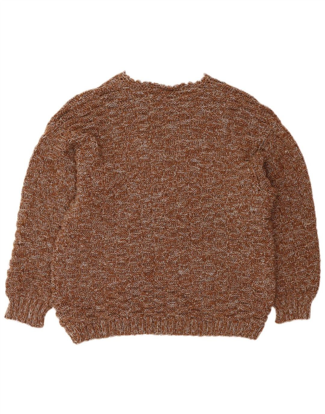 Sweter damski VINTAGE z dekoltem w kształcie litery V, UK 16, duży, brązowy, nakrapiany