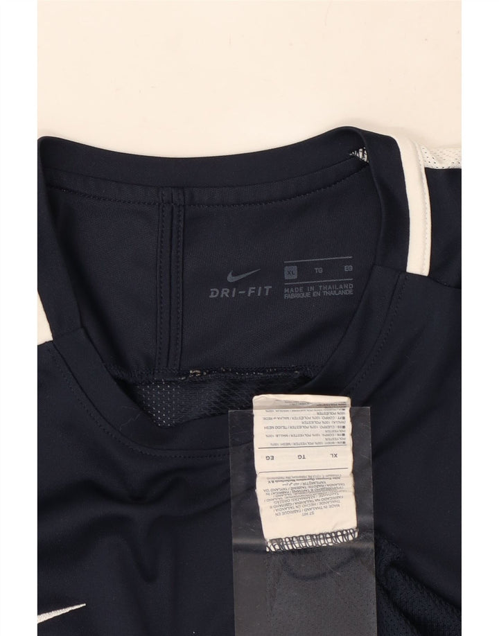 Męska koszulka T-shirt NIKE Dri Fit XL, granatowa, z blokami kolorów, poliestrowa