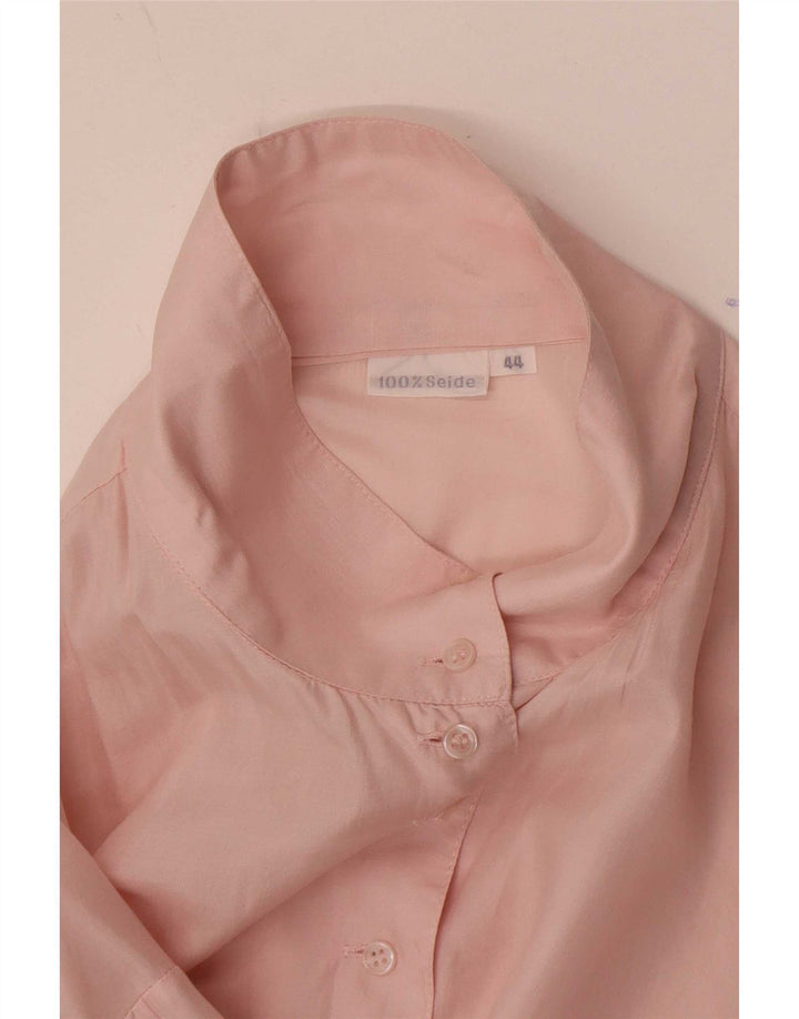 Damska bluzka koszulowa oversize w stylu vintage IT 44 Średni różowy jedwab