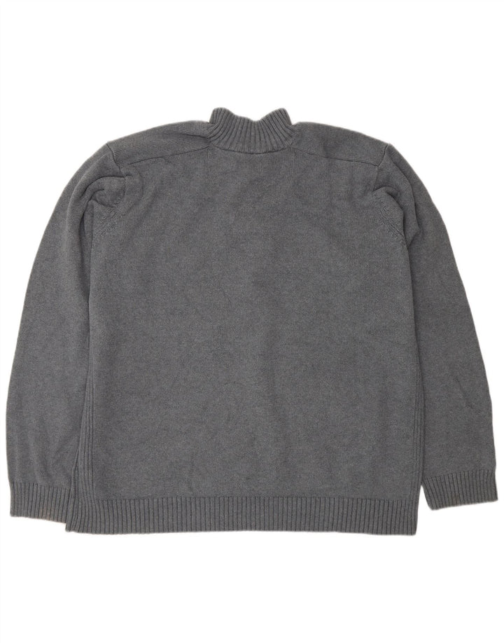 Niebieski męski sweter Marks & Spencer z guzikami pod szyją, 2XL, szary
