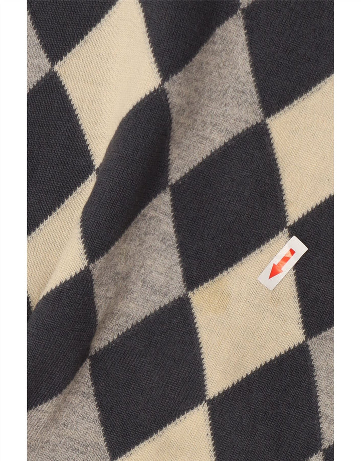 Damski sweter St Michael z dekoltem w łódkę UK 12 Średni szary Argyle/Diament