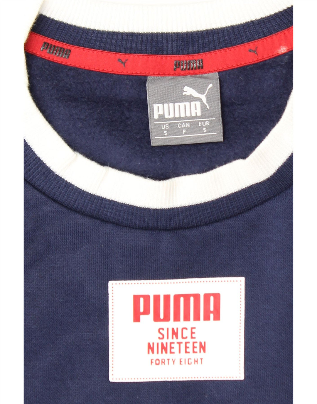 Męski sweter z grafiką PUMA, mały, granatowy, z blokami kolorów