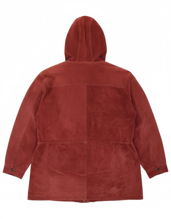 Zamszowy płaszcz damski Miss Joy EU 44 XL, bordowa skóra