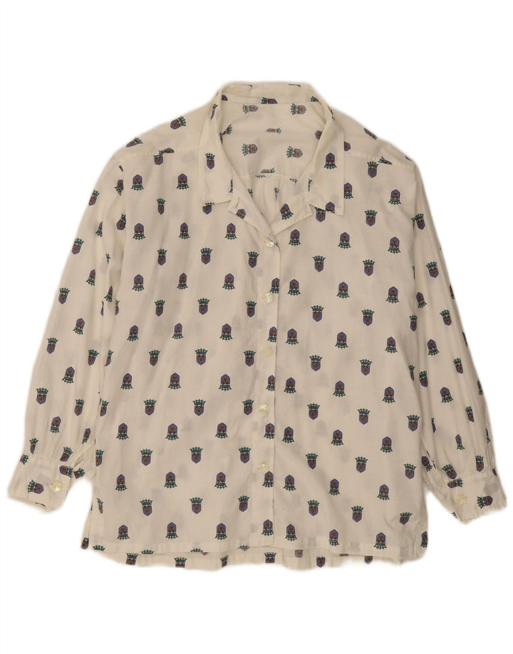VINTAGE Womens Shirt UK 18 XL White Geometric