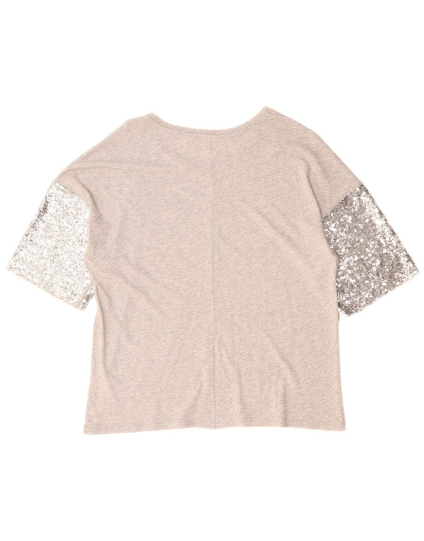 T-shirt damski Benetton Top UK 14, duży, szary, nakrapiany, modal