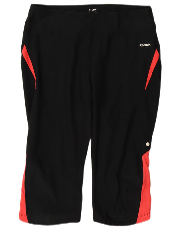 Damskie spodnie dresowe Reebok Capri UK 14, duże, czarne, z blokami kolorów