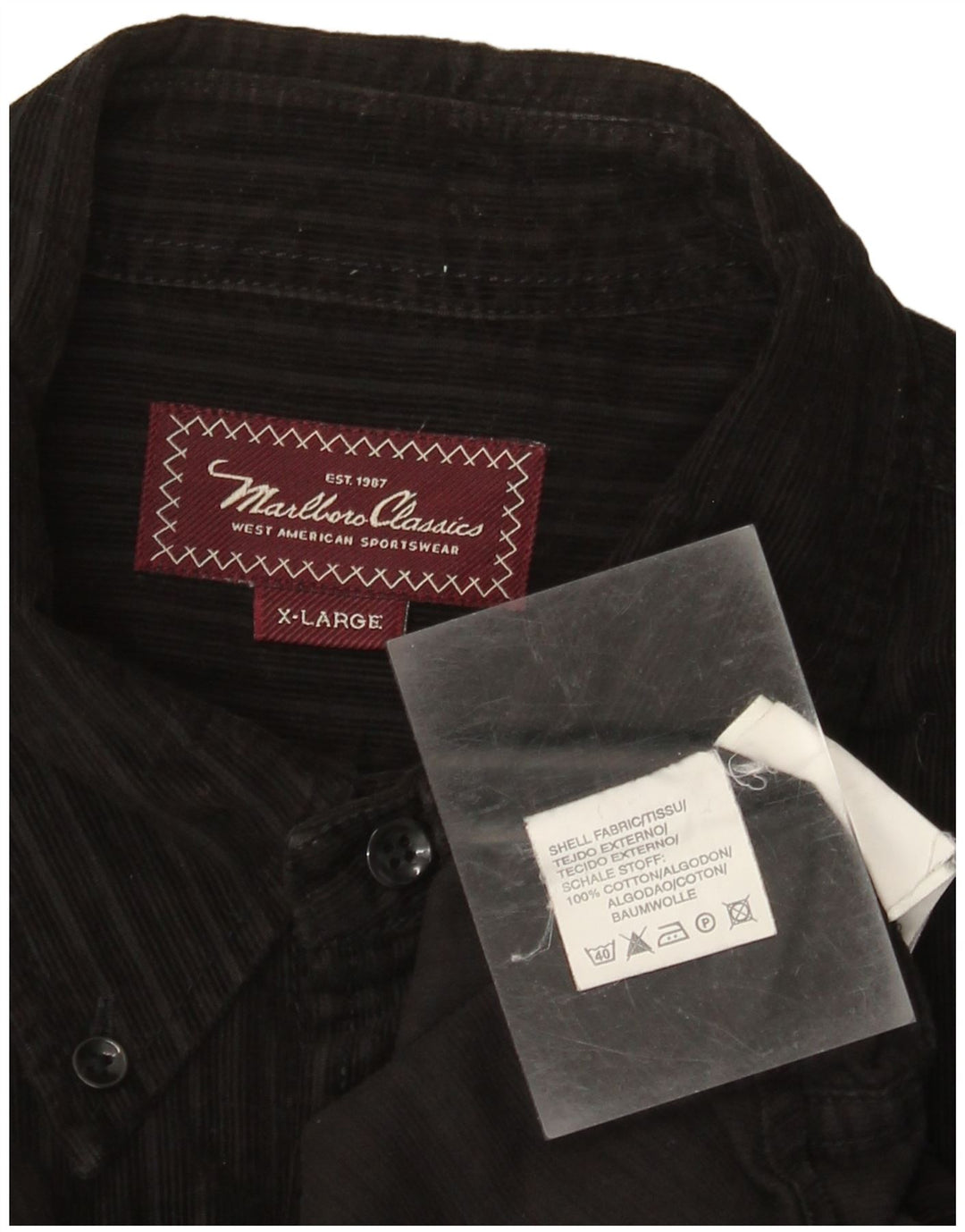 Męska koszula sztruksowa Marlboro Classics XL, czarna, bawełniana