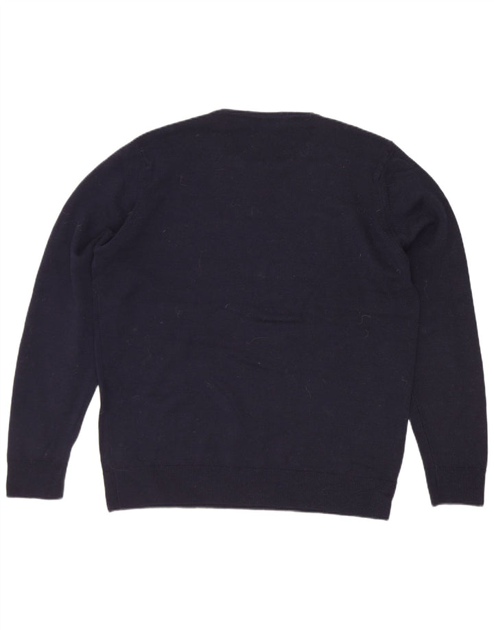 Marks & Spencer Damski sweter z okrągłym dekoltem UK 12 Średni granatowy wełniany