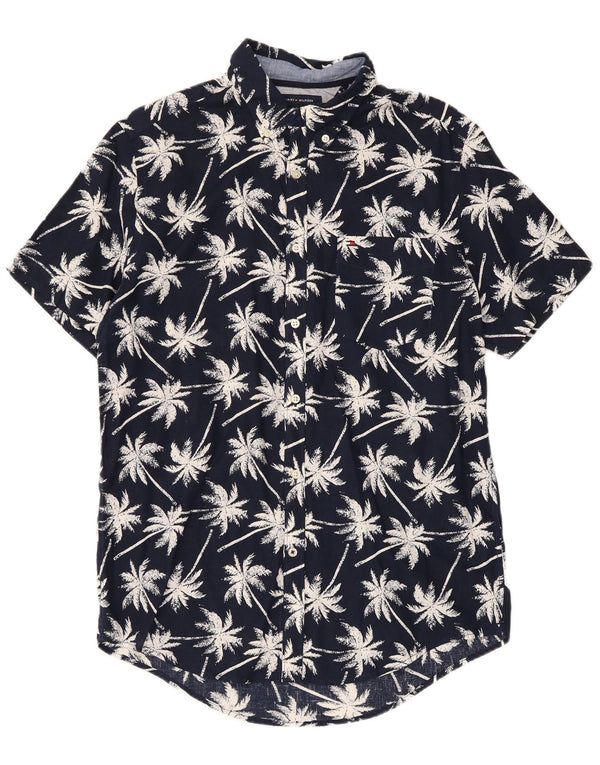 Koszula męska z krótkim rękawem Tommy Hilfiger, średnia, granatowa, bawełniana, hawajska