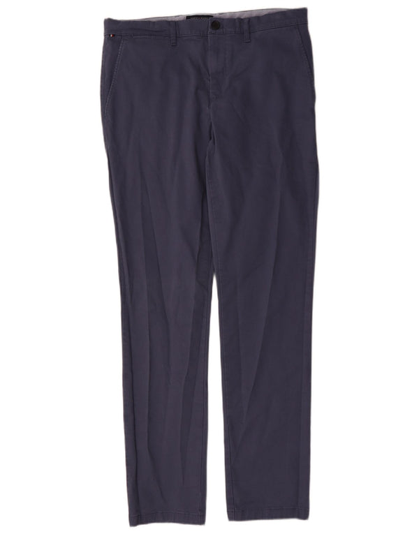 Męskie spodnie chino ze stretchem i wąskim krojem Tommy Hilfiger W34 L34 Niebieska bawełna