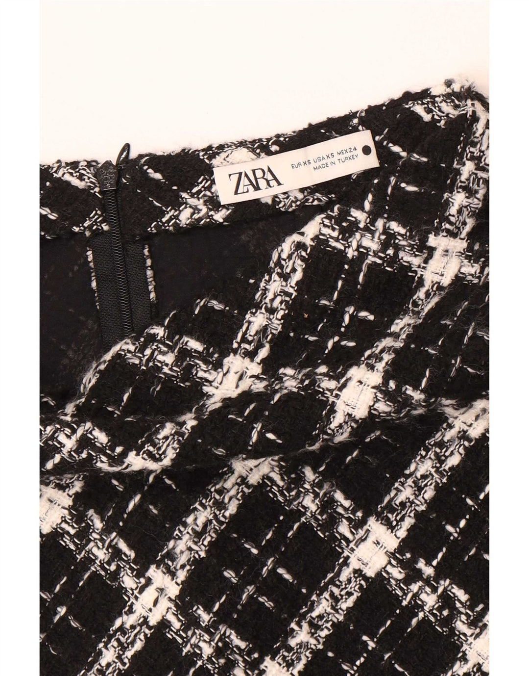 Spódnica mini damska Zara XS W24 w czarną kratkę