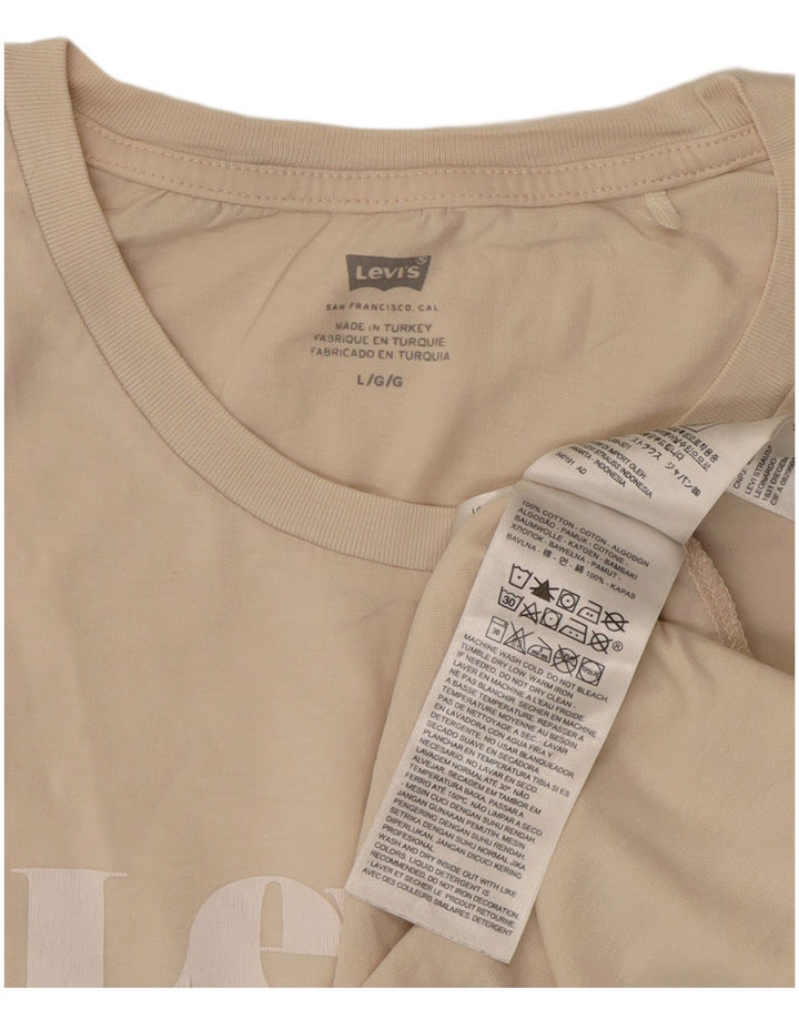 Damska koszulka z grafiką Levi's, duża, beżowa, bawełniana