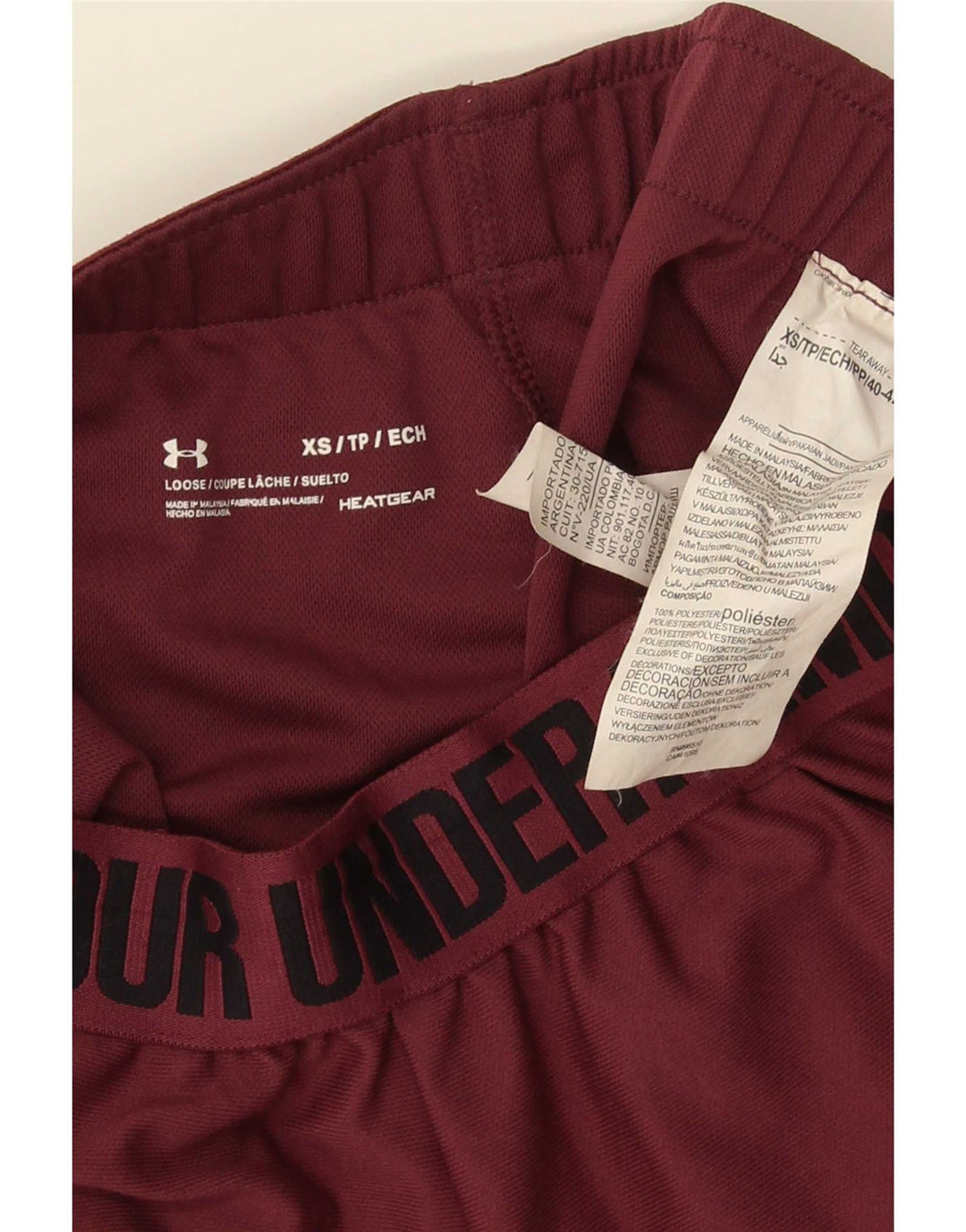 Damskie spodenki sportowe Under Armour Graphic XS, bordowy poliester