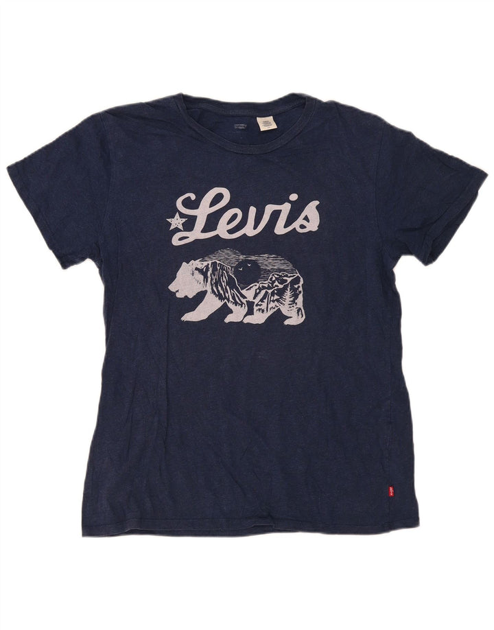 Męski T-shirt z grafiką Levi's, duży, granatowy, bawełniany