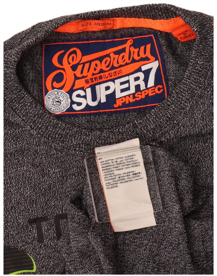 Męski T-shirt Superdry z grafiką, średnioszary, bawełniany w cętki