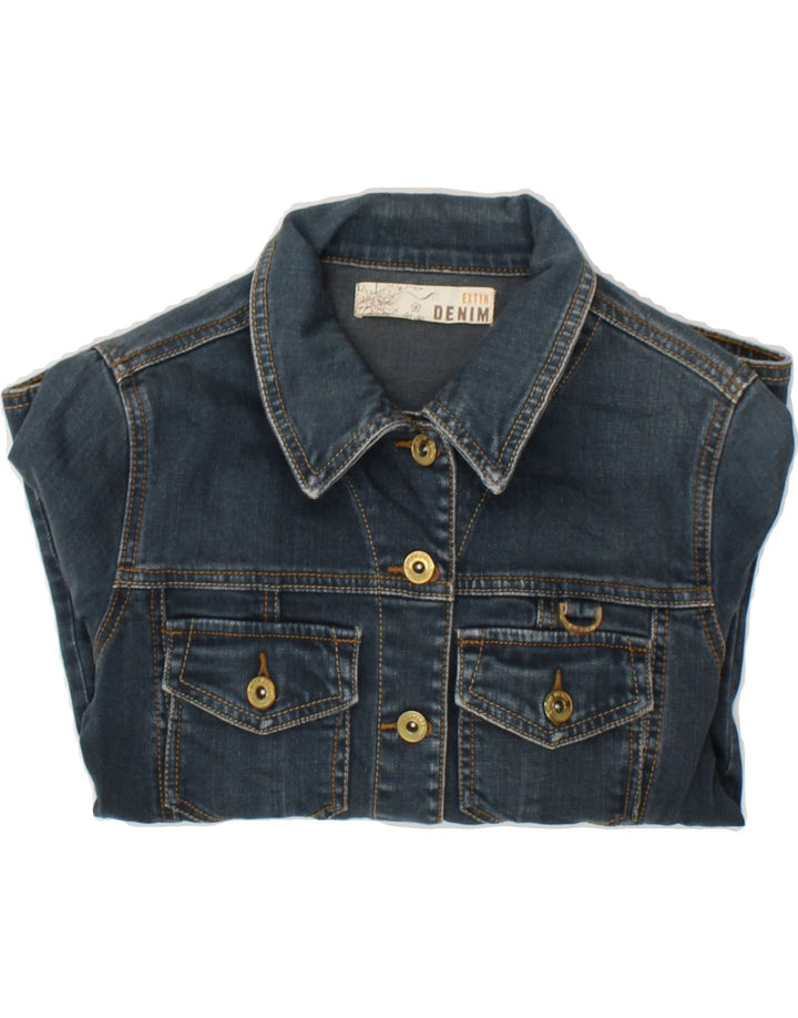 EXTYN Womens Denim Jacket UK 10 Small Navy Blue Vintage Extyn and Second-Hand Extyn from Messina Hembry 
